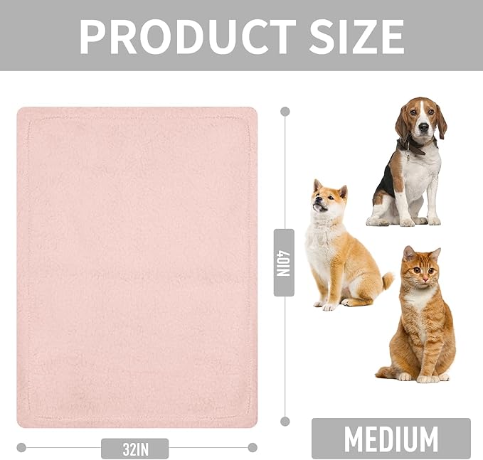 furrybaby Dog Blanket Soft Dog Blankets for Large Dogs Puppy Essentials Washable Fluffy Sherpa Fleece Cat Blanket 32x40 Inches for Bed Furniture Couch Sofa (Double-Layer Medium,Pink)
