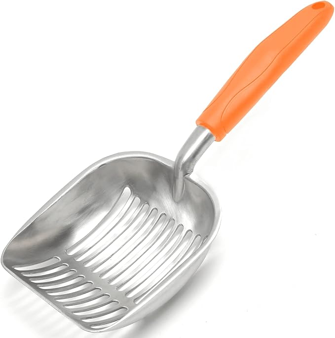 Cat Litter Scoop - Aluminum Alloy cat Litter Shovel, Suitable for All cat Litter, Metal Durable Garbage Shovel Orange