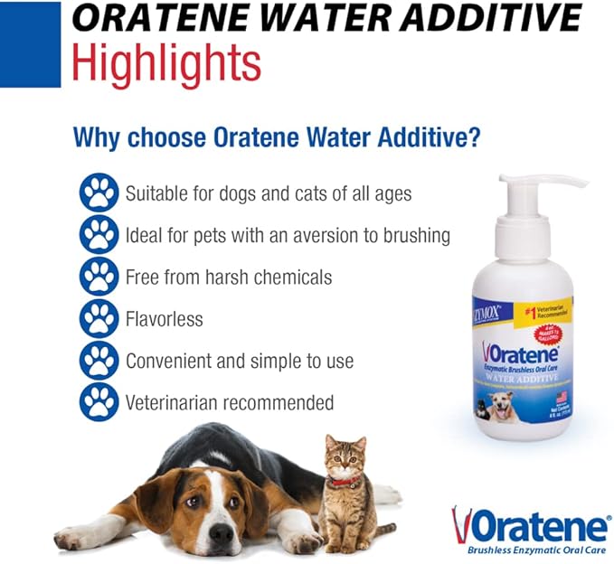 Zymox Oratene Enzymatic Brushless Oral Care Water Additive, 4oz
