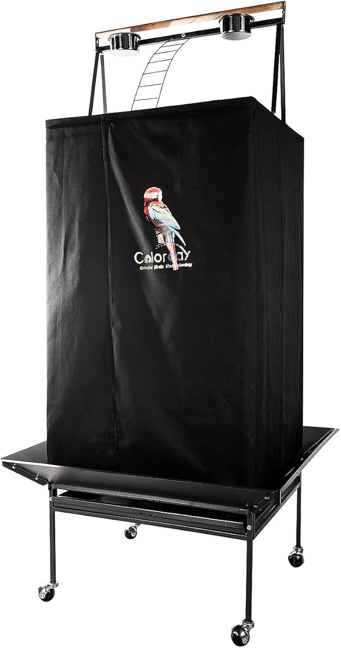 Good Night Bird Cage Cover for Large Bird Cage with Play Top (Patent Pending), Black 68"
