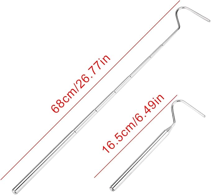 Collapsible Snake Hook Stainless Steel Extensible Snake Catcher Capture Hook for Catching Handling Grabber Separate Small Pet Snake