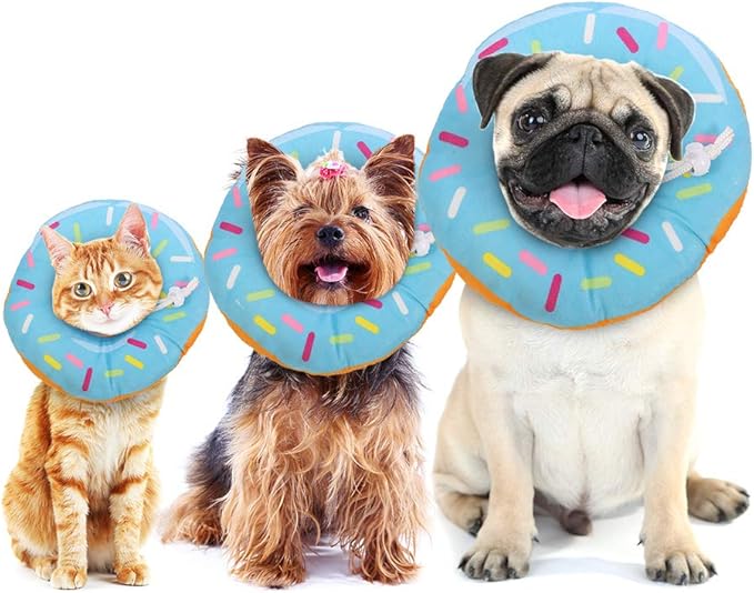 Cat Cone Collar Soft, Cat Recovery Collar Cute Cat Donut Adjustable Elizabethan Cone Cat Cones to Stop Licking Comfortable Lightweight Neck Cone for Cats Kittens After Surgery