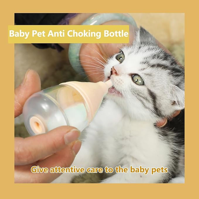 6pcs Replaceable and Reusable Silicone Nipples for Kitten Bottles for Nursing,Puppy Bottles for Nursing Puppy Milk, Anti-Choking Puppy Feeder Design,for Feeding Newborn Pets (Yellow, 6pcs nipples)