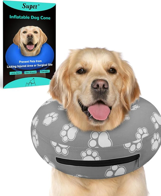 Supet Inflatable Dog Cone Collar Alternative After Surgery, Dog Neck Donut Collar Recovery E Collar for Neuter, Soft Dog Cone for Small Medium Large Dogs