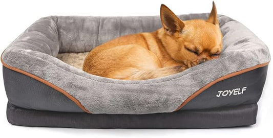 JOYELF Memory Foam Dog Bed Small Orthopedic Dog Bed & Sofa with Removable Washable Cover and Squeaker Toy as Gift