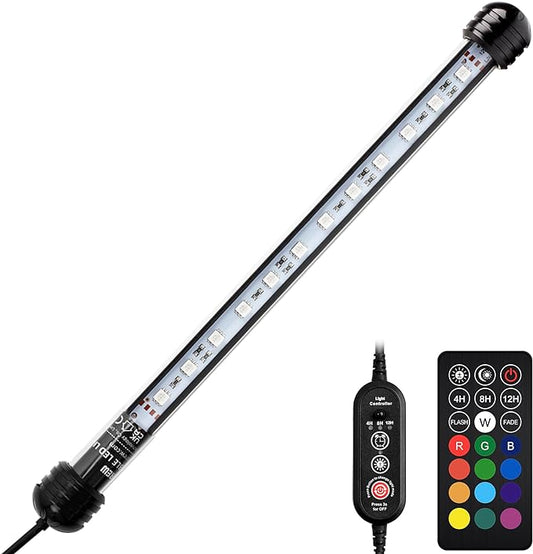 NICREW Submersible RGB Aquarium Light, Underwater Fish Tank Light with Timer, Multicolor LED Light with Remote Controller, 11 Inches