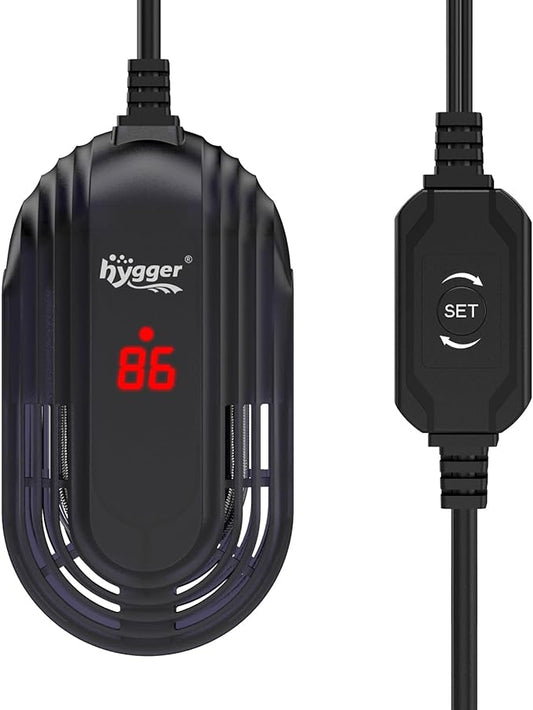 hygger Small Aquarium Heater, 15W Submersible Betta Fish Tank Heater with Adjustable Temperature External Controller, Turtle Heater with LED Display for up to 2.5 Gallon Tanks