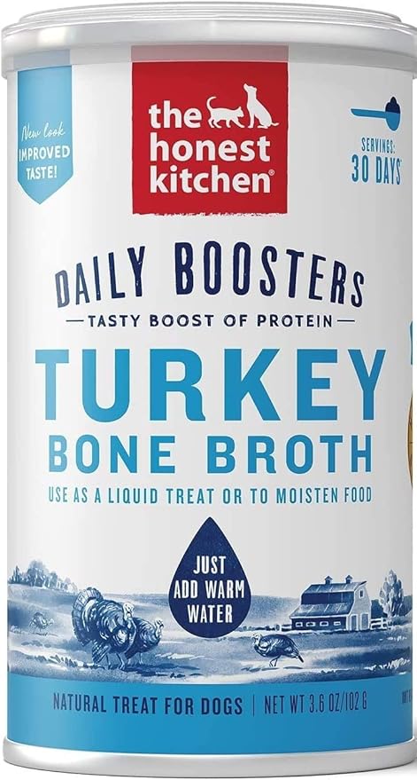 Bundle Set (3) The Honest Kitchen Daily Boosters Instant Turkey Bone Broth with Turmeric Plus AuroraPet Wipes