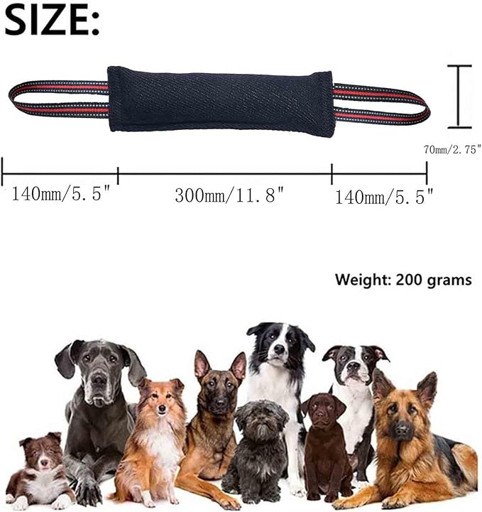 Tug Toy for Dogs with 2 Strong Red Band Handles,Lasting Training Equipment Puppy to Large Dogs Interactive Toy,Best for Tug of War Pull Indestructible Dog Rope Toys. (Black)