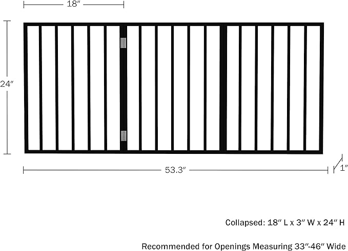 Indoor Pet Gate - 3-Panel Folding Dog Gate for Stairs or Doorways - 54x24-Inch Freestanding Pet Fence for Cats and Dogs by PETMAKER (Black)