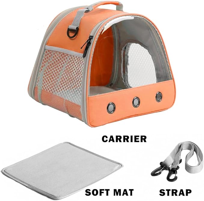 Guinea Pig Carrier Backpack, Clear Bubble Window Backpack for Guinea Pig, Bunny Rat Bird (Orange, Carrier)