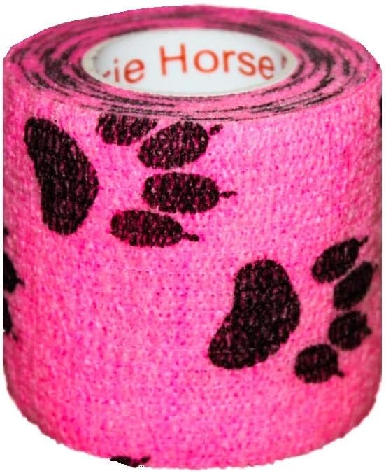 Prairie Horse Supply 2 Inch Vet Wrap Tape Bulk (Paw Prints Variety) (Pack of 12) Self Adhesive Adherent Adhering Flex Bandage Grip Roll for Dog Cat Pet