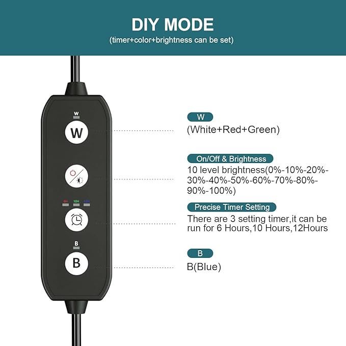 Led Aquarium Light with Timer, Submersible Aquarium Lights for Fish Tank, Fish Tank Light with Auto On/Off, 3 Lighting Modes, Adjustable Brightness (18.9 in for 20-35inch Planted Tank), 10W