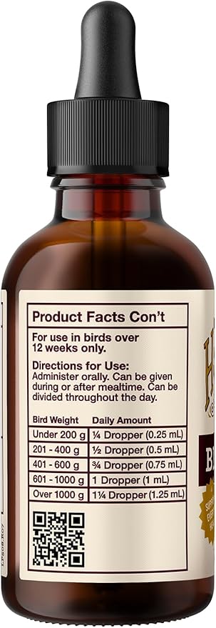 Organic Hemp Well Bird Hemp Oil – 2 Ounces. Parrot, Parakeet, Cockatiel and All Birds for Supporting Health, Feather Plucking, Destructive Behavior Reduction, Immune Support, and Relaxation.