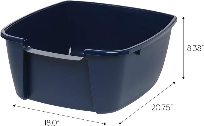 IRIS USA Jumbo Cat Litter Box with Scoop, Open Top High Sided Kitty Litter Pan, Navy