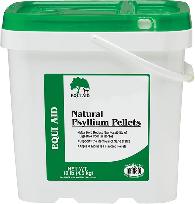 Farnam Equi Aid Natural Horse Psyllium Pellets Supplement, Supports Removal of Sand & Dirt From the Ventral Colon, 10 Pounds, 32 Scoops