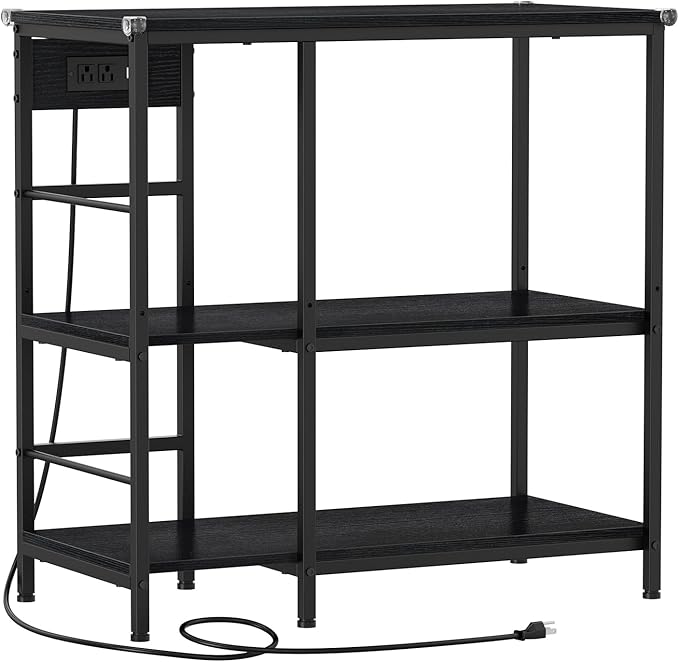 Snughome Fish Tank Stand with Charging Station, 10-29 Gallon Aquarium Stands 3-Tier, Adjustable Fish Tank Shelf for Home Heavy Duty Metal 33.07" x 16.53" x 32.67", Black