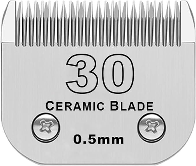 Detachable Pet Dog Grooming Clipper Ceramic Blade,Compatible with Andis Size 30 Cut Length 1/50"(0.5mm),Compatible with Oster A5,Wahl KM Series Clippers