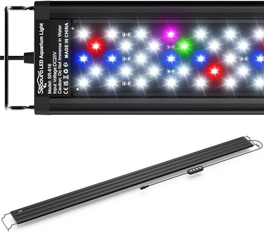 Led Aquarium Light for Plants-Full Spectrum Fish Tank Light with Timer Auto On/Off, 48-54 Inch, Adjustable Brightness, White Blue Red Green Pink LEDs with Extendable Brackets for Freshwater