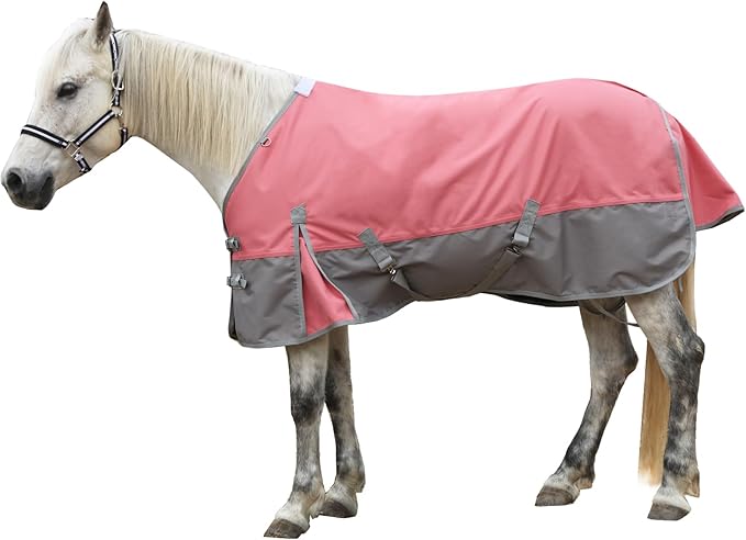 1200 Denier Rip-Stop Turnout Rain Sheet Lightweight Waterproof Breathable Horse Blanket (No Fill) Pinkgrey 78"