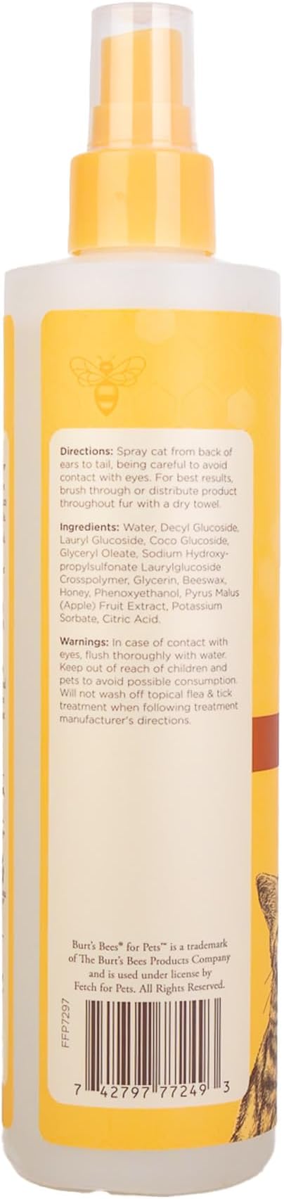 Burt's Bees for Pets Cat Naturally Derived Waterless Shampoo with Shea Butter and Honey - Cat Waterless Shampoo Spray - Easy to Use Cat Dry Shampoo - Made in the USA, 10 Oz - 6 Pack