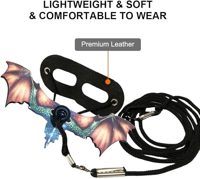 Bearded Dragon Leash, Adjustable Portable Reptile Leash with Cool Wings for Gecko, Bearded Dragon, Chameleon, Iguana, Hamster, Guinea Pig (S+M+L)