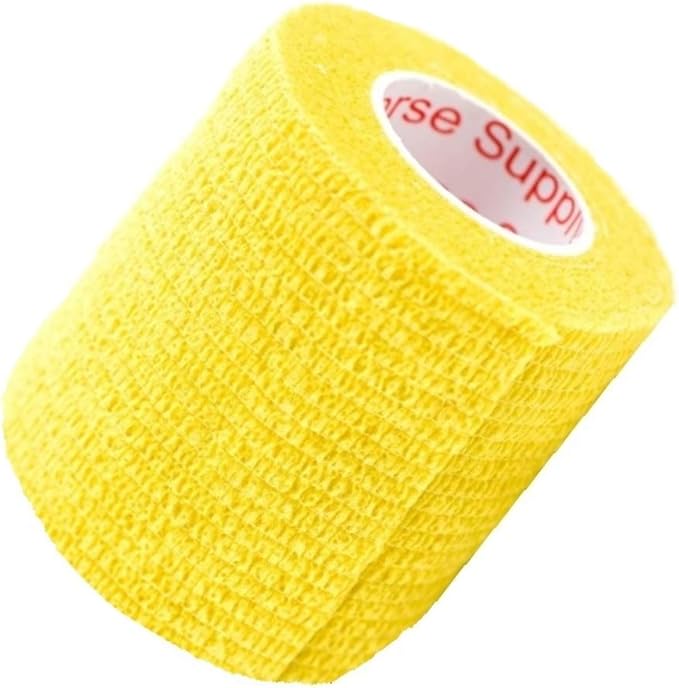 2 Inch Vet Wrap Tape Bulk (Yellow) (Pack of 24) Self Adhesive Adherent Adhering Flex Bandage Grip Roll for Dog Cat Pet Horse