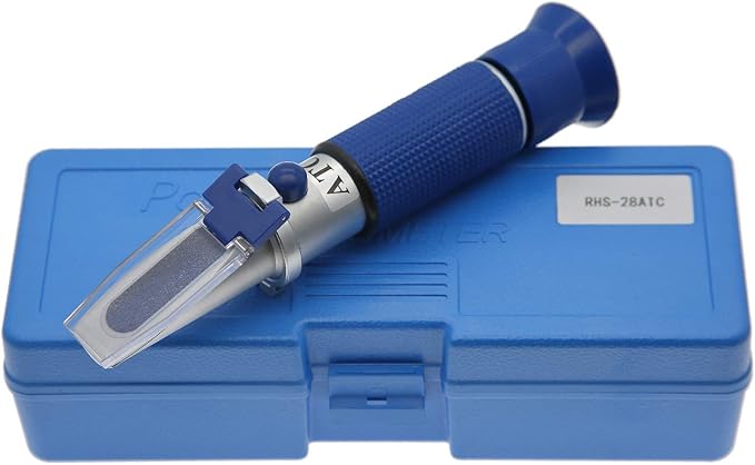 Salinity Refractometer Salt Water Tester ATC Automatic Temperature Compensation for Brine, Food, Industry, Seawater 0~28% Scale Range, Made of Copper Not Cheap Aluminum