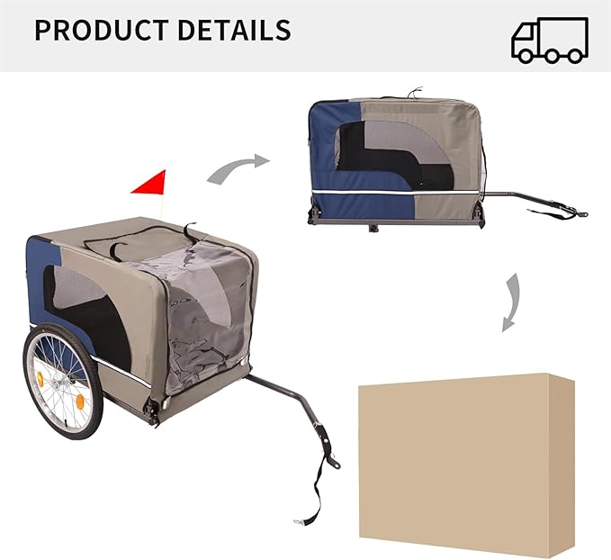 Pet Dog Bike Trailer, 2 Seat Kids Bike Trailer & Stroller, Bike Trailer Foldable w/Front Jogger Wheel, 2-Seater Lightweight Multisport Trailer with 20" Wheels, 3 Entrances, 8 Refle