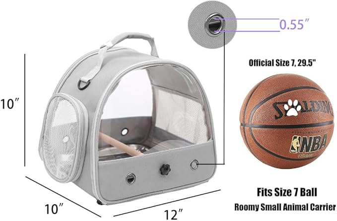 Bird Travel Carrier, Portable Small Bird Parrot Parakeet Carrier with Standing Perch and Stainless Steel Tray, Side Access Window Collapsible