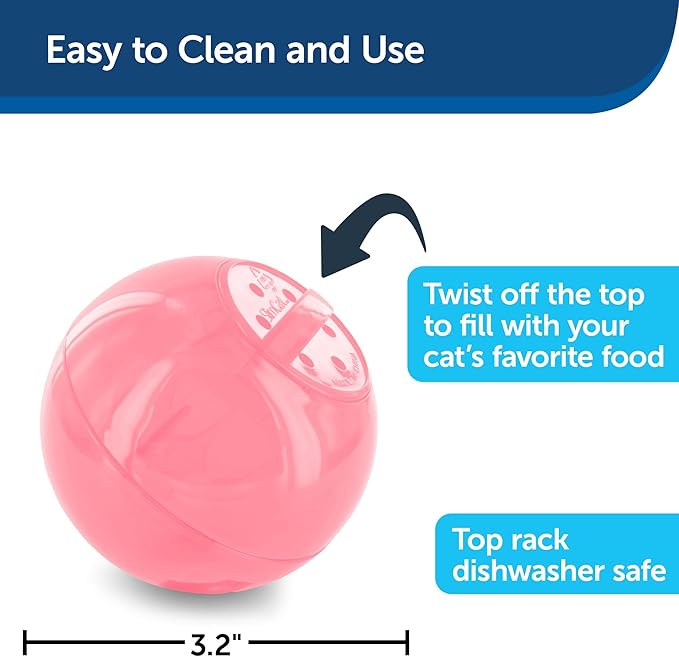 PetSafe Slimcat Feeder Ball - Interactive Game for Your Cat - Fill with Food and Treats - Pink