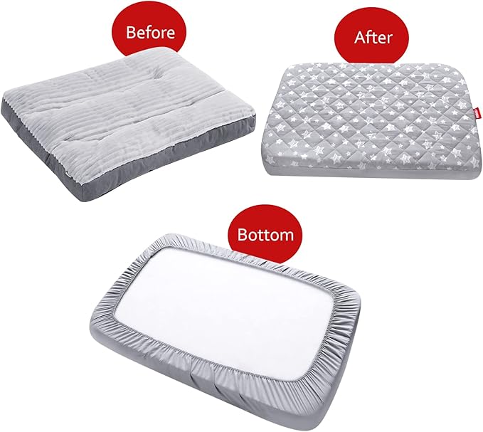 Dog Bed Covers Replacement Washable Pet Hair Easy to Remove, Waterproof Dog Bed Covers Noiseless Quilted, Pet Bed Cover Lovely Grey Star Print, Puppy Bed Cover 29x41 Inches, for Dog/ Cat, Cover Only