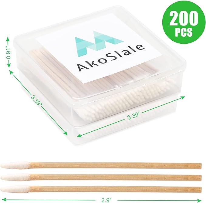 Pointed Q Tips,Baby Qtips,200pcs-2.9 Inch,Wooden Q Tips,Pointed Cotton Swabs, Cat Eye Cleaner, Cat Wound Care,Micro-Swab Sticks for Makeup Cosmetic Nails Clean