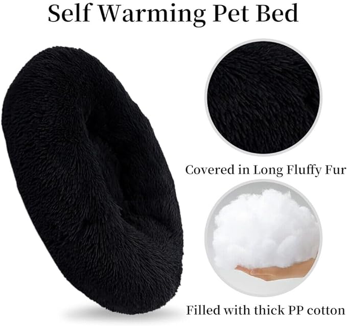 Cat Beds for Indoor Cats - Cat Bed Washable 20/24 inches, Dog Beds for Small Medium Dogs, Anti Anxiety Round Fluffy Plush Faux Fur Cat Bed,Thick Bottom Keep Pets Off The Cold Tile