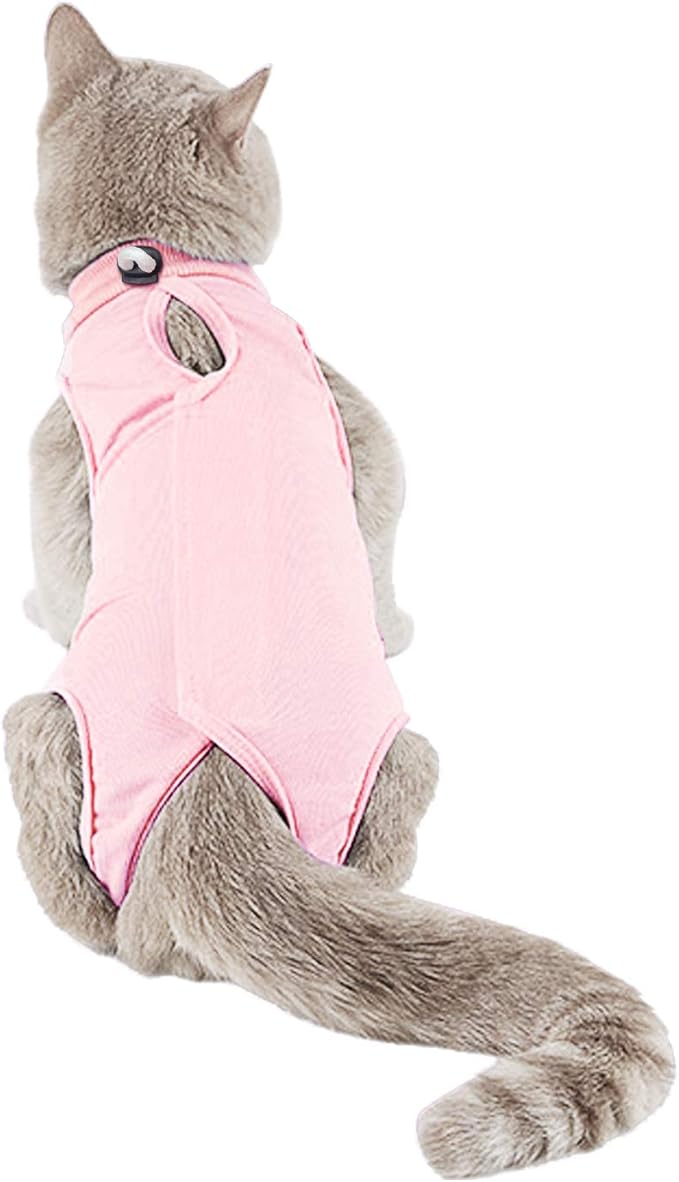 Kitten Onesies,Cat Recovery Suit for Abdominal Wounds or Skin Diseases,After Surgery Wear Anti Licking Wounds,Breathable E-Collar Alternative for Cat Pink S