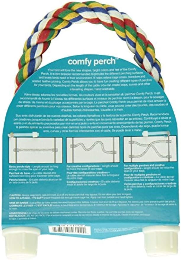 JW Pet Comfy Perch For Birds Flexible Multi-Color Rope, Large - 28" Length