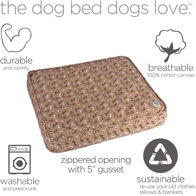 Molly Mutt Small Dog Bed Cover - Daysleeper Print - Measures 22”x27”x5’’ - 100% Cotton - Durable - Breathable - Sustainable - Machine Washable Dog Bed Cover