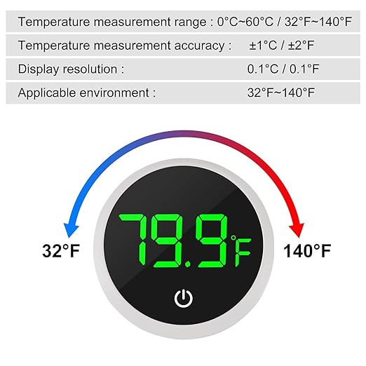 2Pcs Digital Aquarium Thermometer Fish Tank Digital LED Display Thermometer Fahrenheit Aquarium Temperature Sensor with LED Touch Screen for Aquarium Glass Containers Plant Reptile Turtle Tank