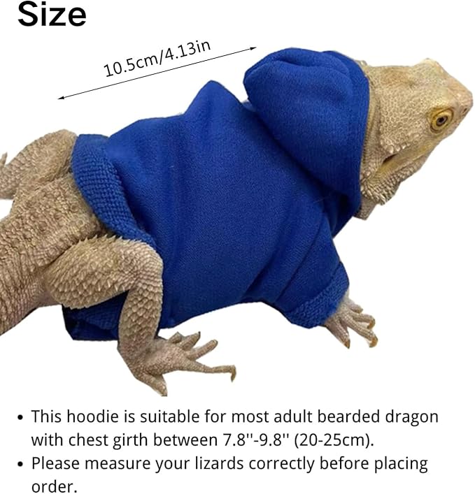 Lizards Clothes for Bearded Dragon - Handmade Cotton Hoodies Warm Sweater Coat Reptiles Apparel Costume Skin Protection Photo for Lizard Bearded Dragon Crested Gecko Chameleon (White,Large)