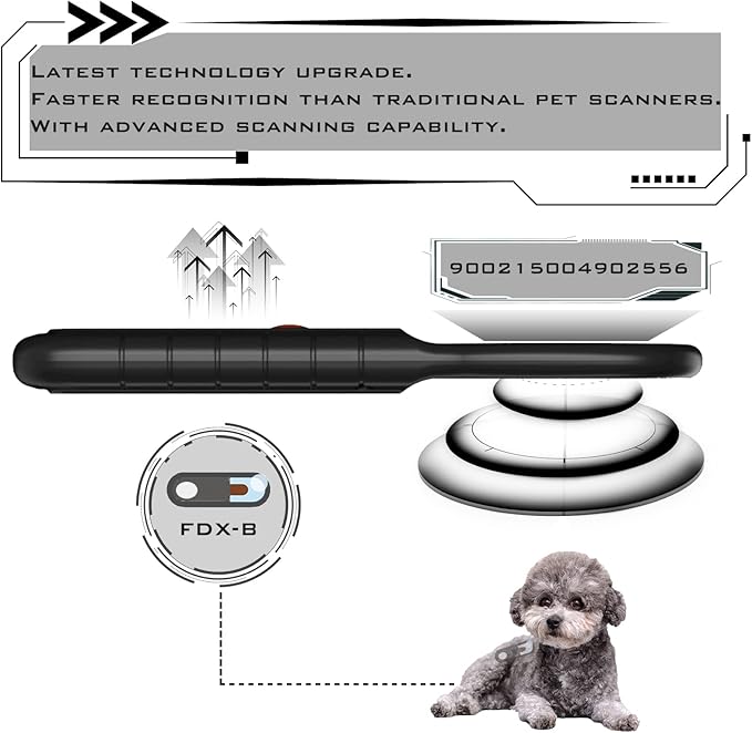 Smoostart Microchip Scanner, ISO11784/85/FDX-B/EMID 128 Records Data Storage Upload to PC Microchip Scanner Reader for Dog/Pet/Cat/Pig/Animal