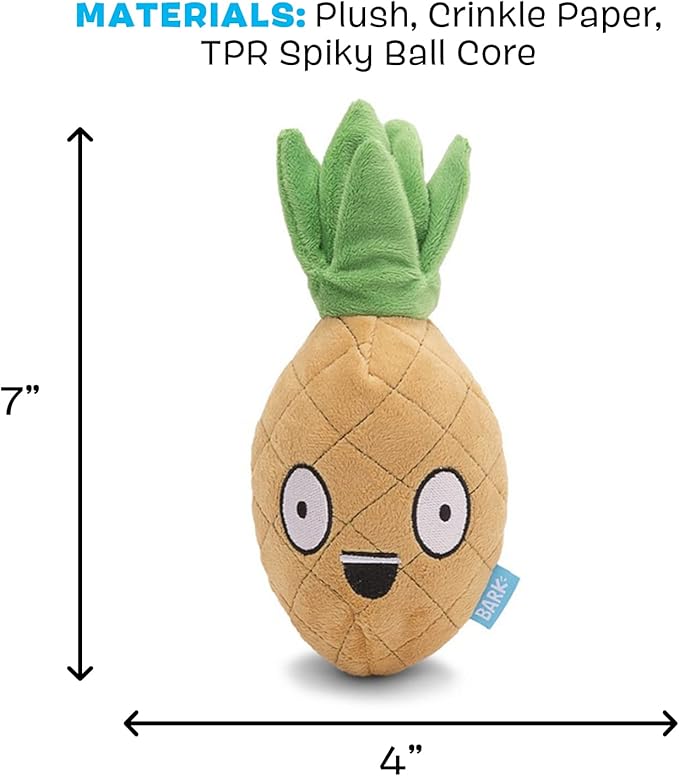 Barkbox 2 in 1 Interactive Plush Dog Toy - Rip and Reveal Dog Toy for Large Dogs - Stimulating Squeaky Pet Enrichment and Puppy Toys | Penny The Pineapple (Large)