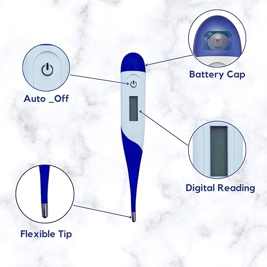 Digital Dog & Cat Thermometer - Veterinary Pets Thermometer for Dogs & Cats | Accurate & 10 Seconds Fast Temperature Detection with 3-Site Measurement | Waterproof Animal Thermometers