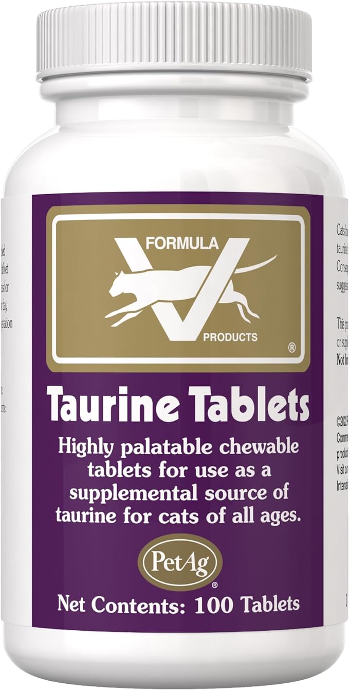 Pet-Ag Taurine Tablets for Cats - 100 Tablets - Daily-Use, Chewable Supplement for Cats of All Ages