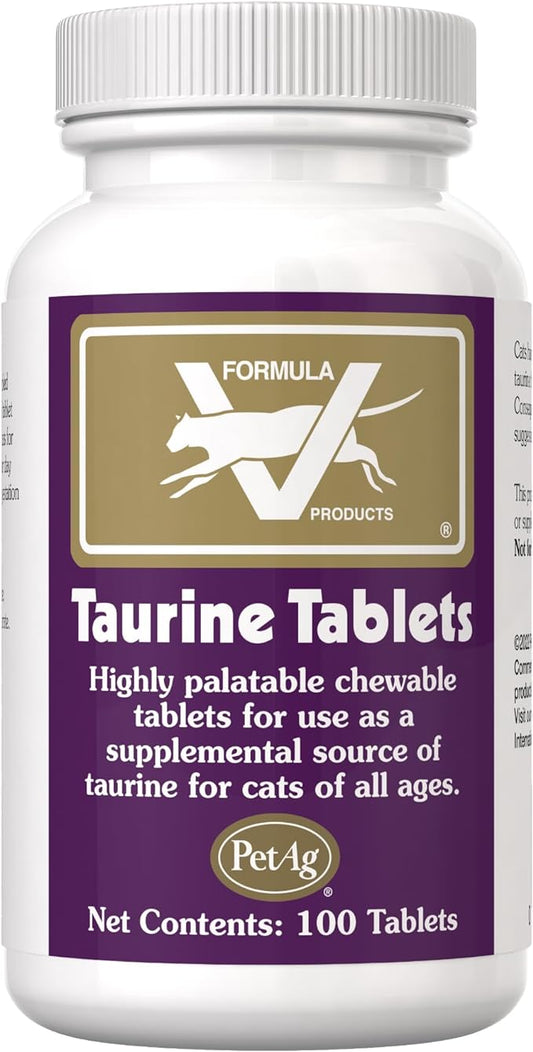 Pet-Ag Taurine Tablets for Cats - 100 Tablets - Daily-Use, Chewable Supplement for Cats of All Ages