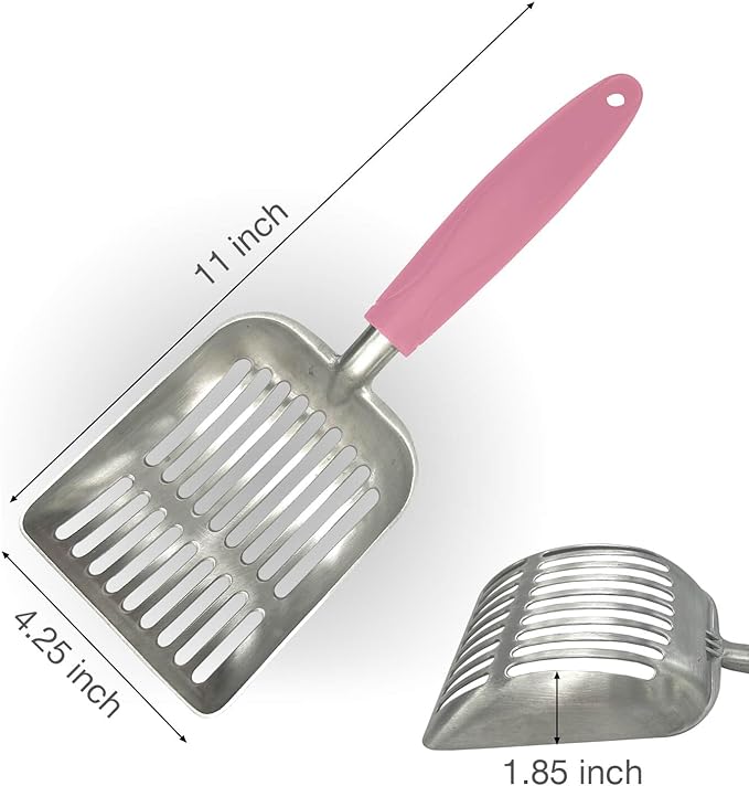 Cat Litter Scoop - Aluminum Alloy cat Litter Shovel, Suitable for All cat Litter, Metal Durable Garbage Shovel Pink