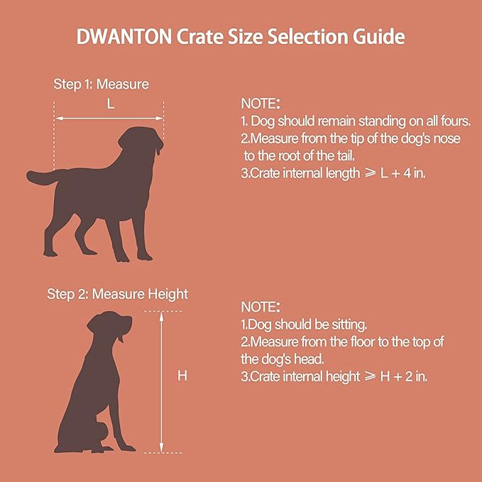 DWANTON Dog Crate Furniture with Cushion, Large Wooden Dog Crate with Double Doors, Dog Furniture, Indoor Dog Kennel, Dog House, Large, 38.5" L, Greige