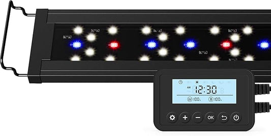 NICREW SkyLED Plus Aquarium Plant Light, Freshwater Fish Tank Light with Ramp Up and Dim Down, Spectrum Adjustable and Lighting Schedule Programmable with Controller, 30-36 Inches, 30 Watts