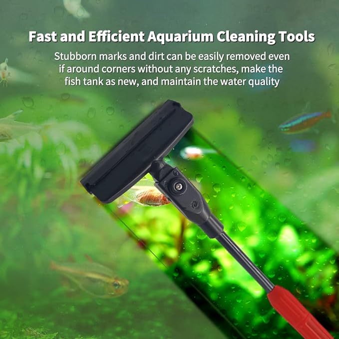 Fish Tank Cleaning Tools, 6-in-1 Aquarium Cleaning Tools, Adjustable Fish Tank Cleaner with Long Telescopic Handle, Multifunction Aquarium Cleaning Kit for Saltwater Freshwater Aquarium Cleaner