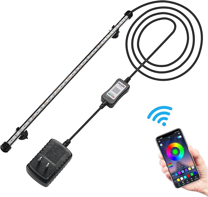 GreenSun Fish Tank Aquarium Light: Submersible Led Lamp - 22 Inch Waterproof Strip Spotlight with APP Control