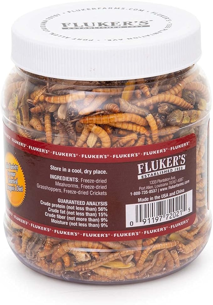 Fluker's Medley Treat for Bearded Dragons, Grasshoppers, Mealworms and Crickets, 1.8 oz